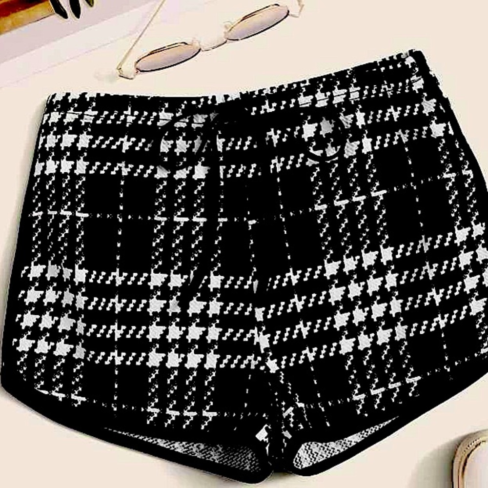 black plaid dolphin shorts